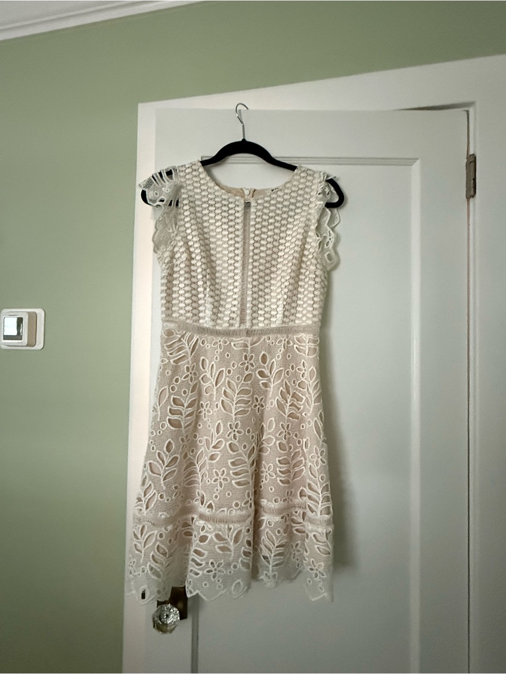 BB Dakota Lace Overlay Ivory Fit-and-Flare Dress